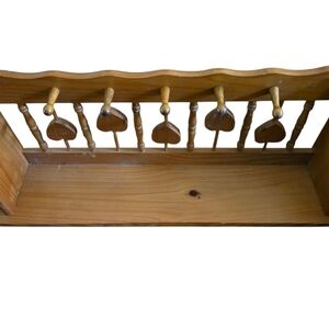 Vintage Wooden Heart Peg Shelf in Light Pine Finish